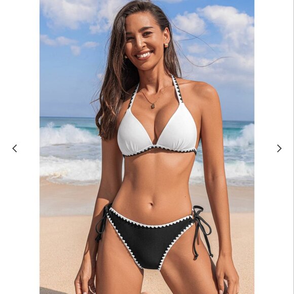 NWT Contrast Push-Up Bikini Top & Cheeky Bottoms Set Size Small - Picture 1 of 7